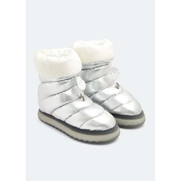 MONCLER Gaia Mid Snow Boots in Silver 40 New with Box Womens Winter Shoes - Picture 1 of 16